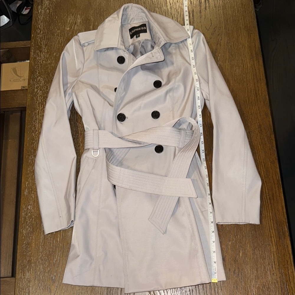 Express Light Gray Trench Coat - Picture 3 of 16